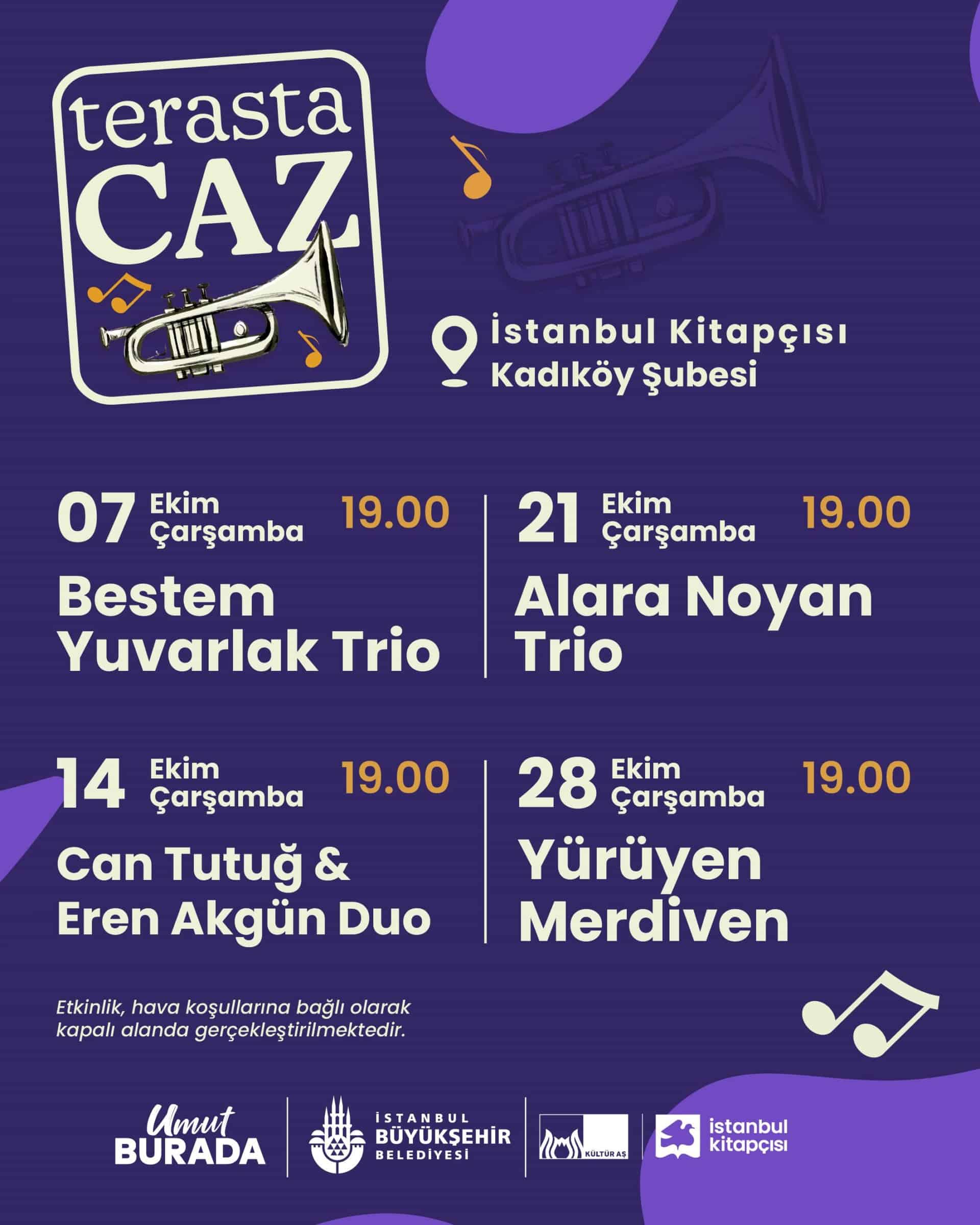 Terasta Caz: Yürüyen Merdiven, 28 Ekim 2026, İstanbul Kitapçısı Kadıköy Şubesi Terası, İstanbul konser afişi