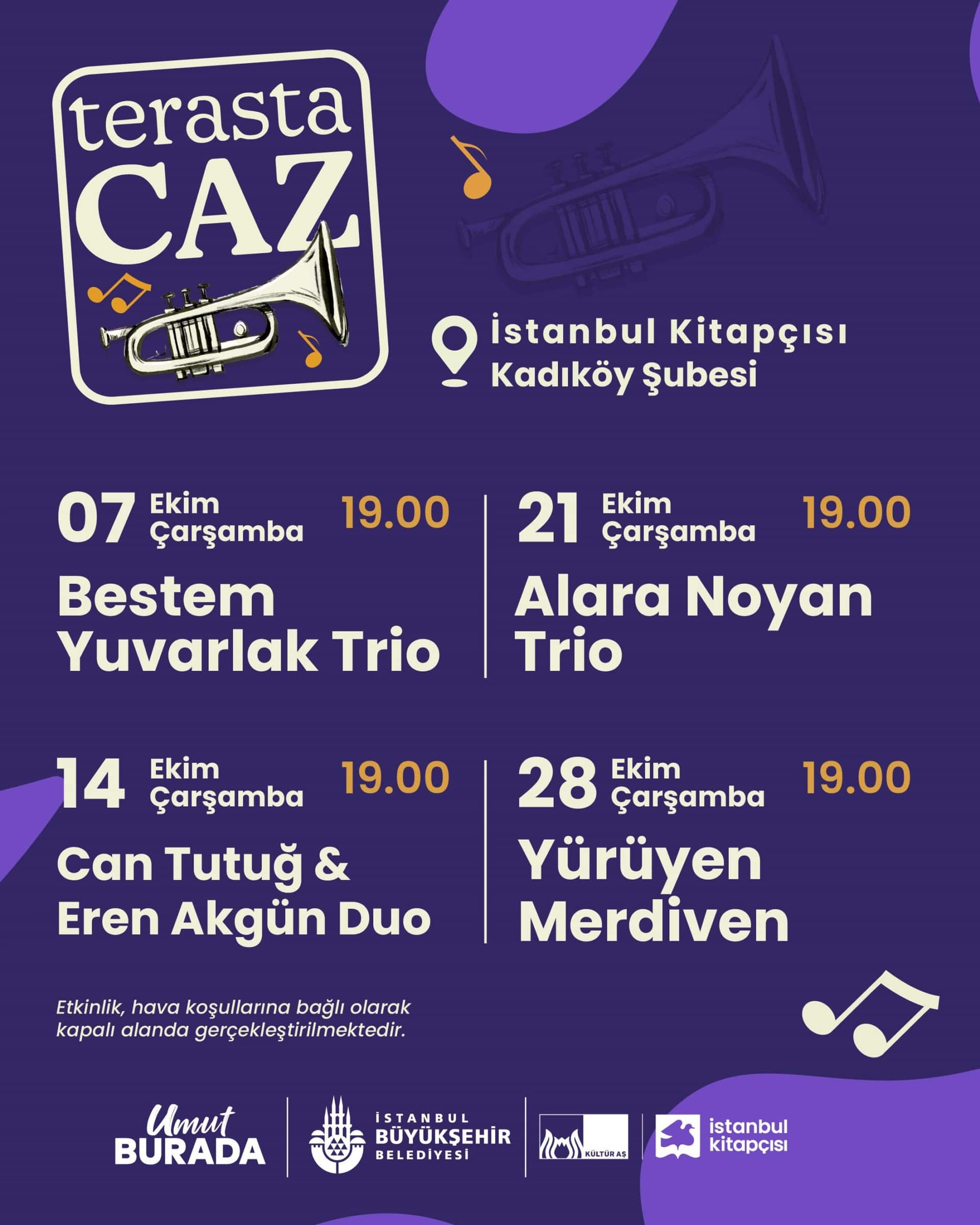 Terasta Caz: Yürüyen Merdiven, 28 Ekim 2026, İstanbul Kitapçısı Kadıköy Şubesi Terası, İstanbul konser afişi