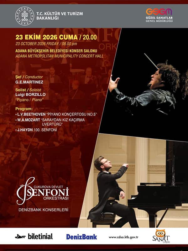23 Ekim Konseri - Çukurova Devlet Senfoni Orkestrası, 23 Ekim 2026, Adana Büyükşehir Belediyesi Konser Salonu, Adana konser