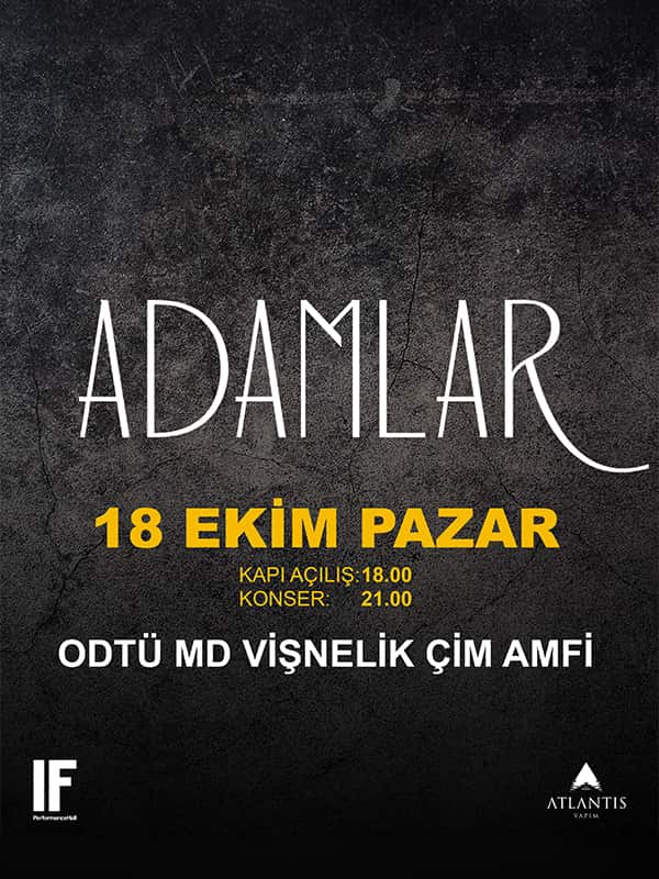 Adamlar, 18 Ekim 2026, ODTÜ Mezunları Derneği Vişnelik Çim Amfi, Ankara konser afişi