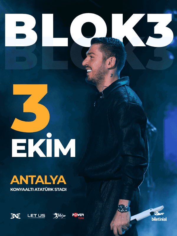 Blok3 I ON STAGE ANTALYA 2026 — BLOK3 | On Stage Antalya 2026, 3 Ekim 2026, Konyaaltı Atatürk Stadyumu, Antalya konser afişi