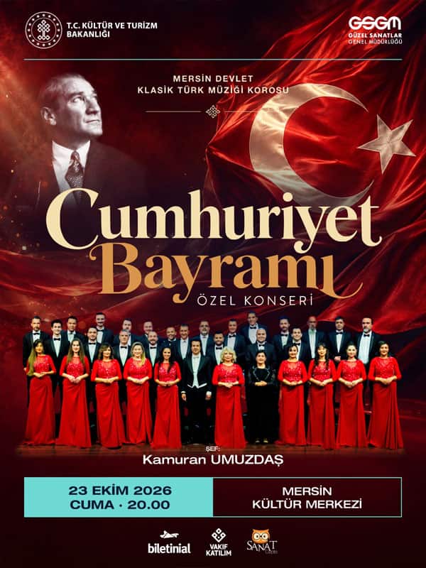 Cumhuriyet Bayramı Özel Konseri Mersin Devlet Klasik Türk Müziği Korosu, 23 Ekim 2026, Mersin Kültür Merkezi (Opera Binası),