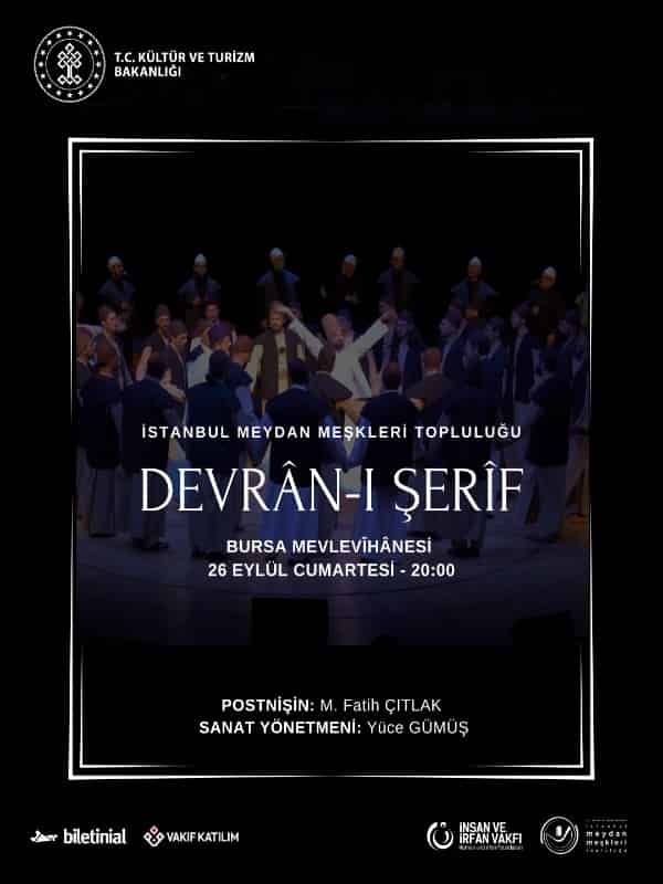 Devrân-ı Şerîf, 26 Eylül 2026, Bursa Mevlevihanesi, Bursa konser afişi