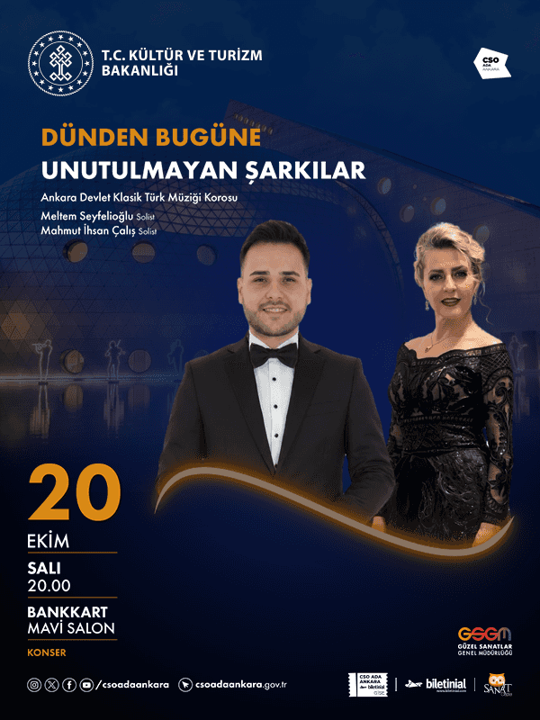 Dünden Bugüne Unutulmayan Şarkılar, 20 Ekim 2026, CSO ADA ANKARA Bankkart Mavi Salon, Ankara konser afişi