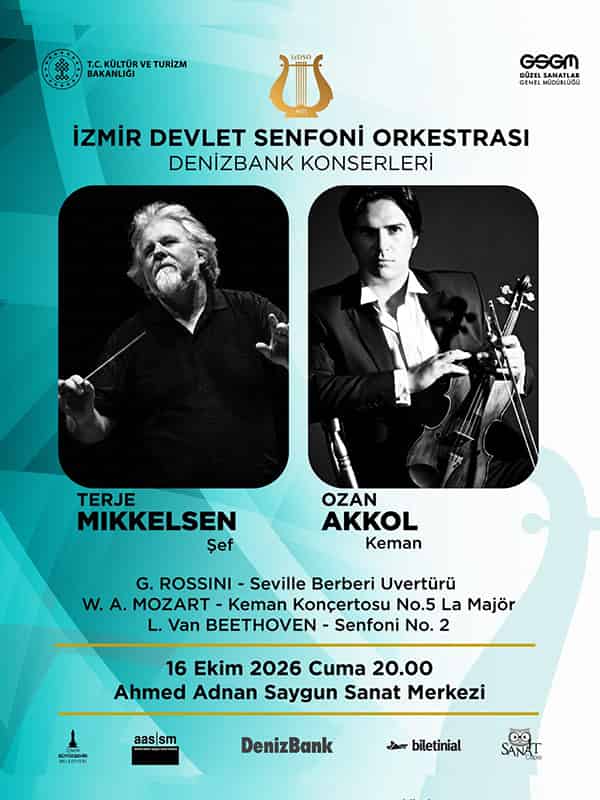 İzmir Devlet Senfoni Orkestrası DenizBank Konserleri - 16 Ekim Konseri, 16 Ekim 2026, Ahmed Adnan Saygun Sanat Merkezi,