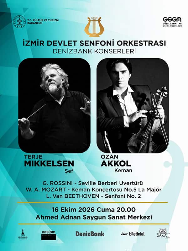 İzmir Devlet Senfoni Orkestrası DenizBank Konserleri - 16 Ekim Konseri, 16 Ekim 2026, Ahmed Adnan Saygun Sanat Merkezi,