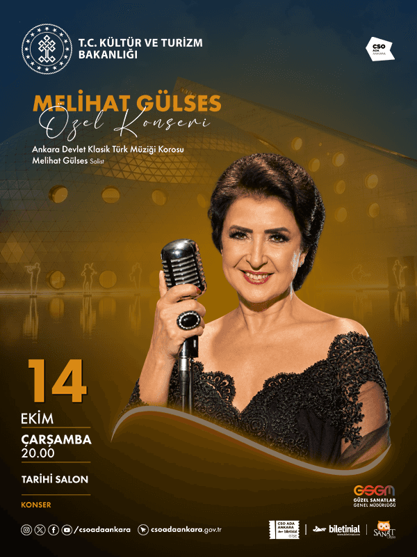 Melihat Gülses Özel Konseri - Geçmişten Günümüze Gönül Şarkıları, 14 Ekim 2026, CSO ADA ANKARA Tarihi Salon, Ankara konser