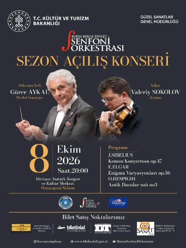 Sezon Açılış Konseri Bursa Bölge Devlet Senfoni Orkestrası, 8 Ekim 2026, Merinos AKKM Osmangazi Salonu, Bursa konser afişi