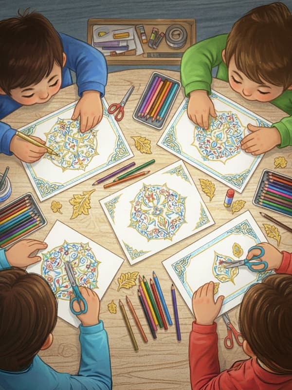 Tezhip Atölyesi: Küçük Nakkaşlar İçin Işıltılı Desenler