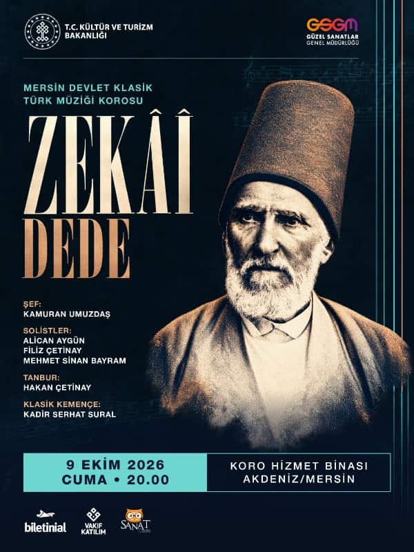 Zekai Dede Konseri, 9 Ekim 2026, Koro Hizmet Binasi, Mersin konser afişi