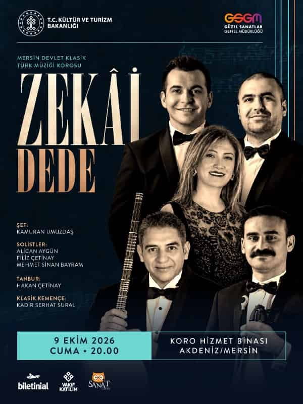Zekai Dede Konseri, 9 Ekim 2026, Koro Hizmet Binasi, Mersin konser afişi