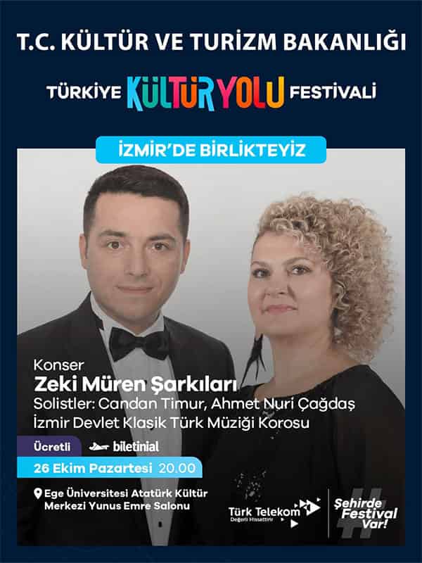 Zeki Müren Şarkıları - İzmir Devlet Klasik Türk Müziği Korosu, 26 Ekim 2026, Ege Üniversitesi AKM Yunus Emre Salonu, İzmir