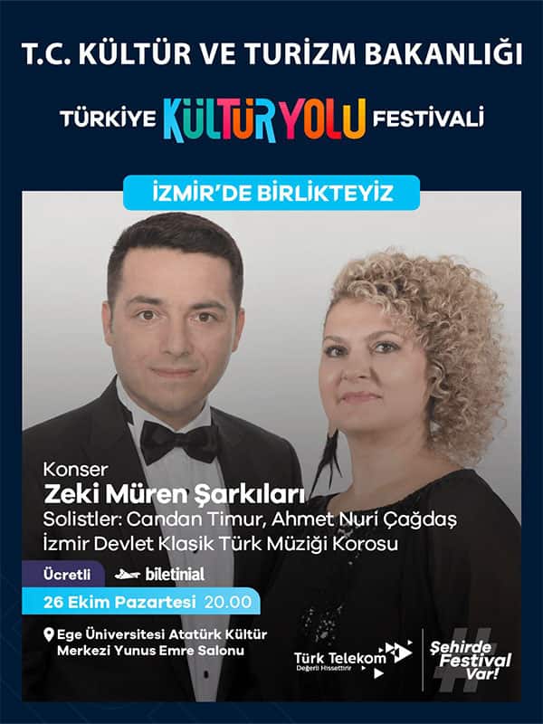 Zeki Müren Şarkıları - İzmir Devlet Klasik Türk Müziği Korosu, 26 Ekim 2026, Ege Üniversitesi AKM Yunus Emre Salonu, İzmir