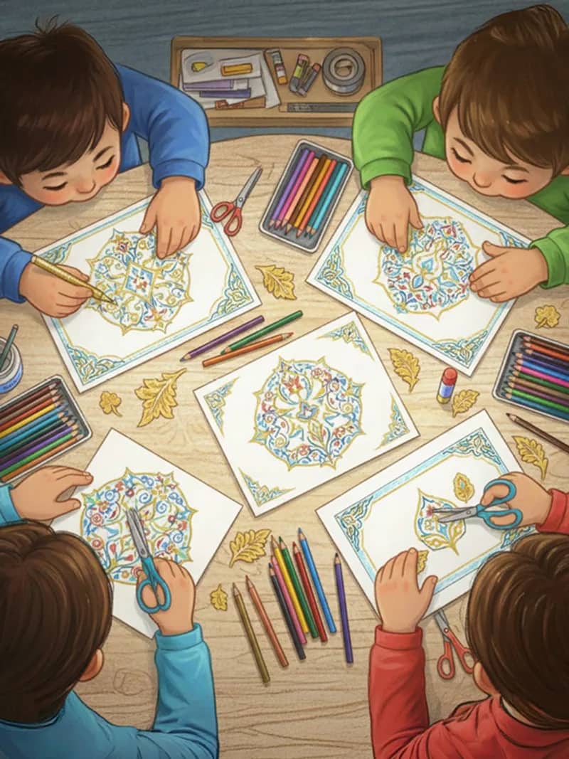Tezhip Atölyesi: Küçük Nakkaşlar İçin Işıltılı Desenler