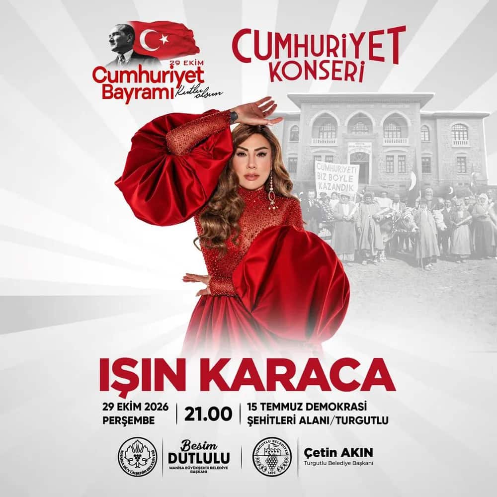 Işın Karaca Konseri, 29 Ekim 2026, 15 Temmuz Demokrasi Şehitleri Alanı, Manisa konser afişi