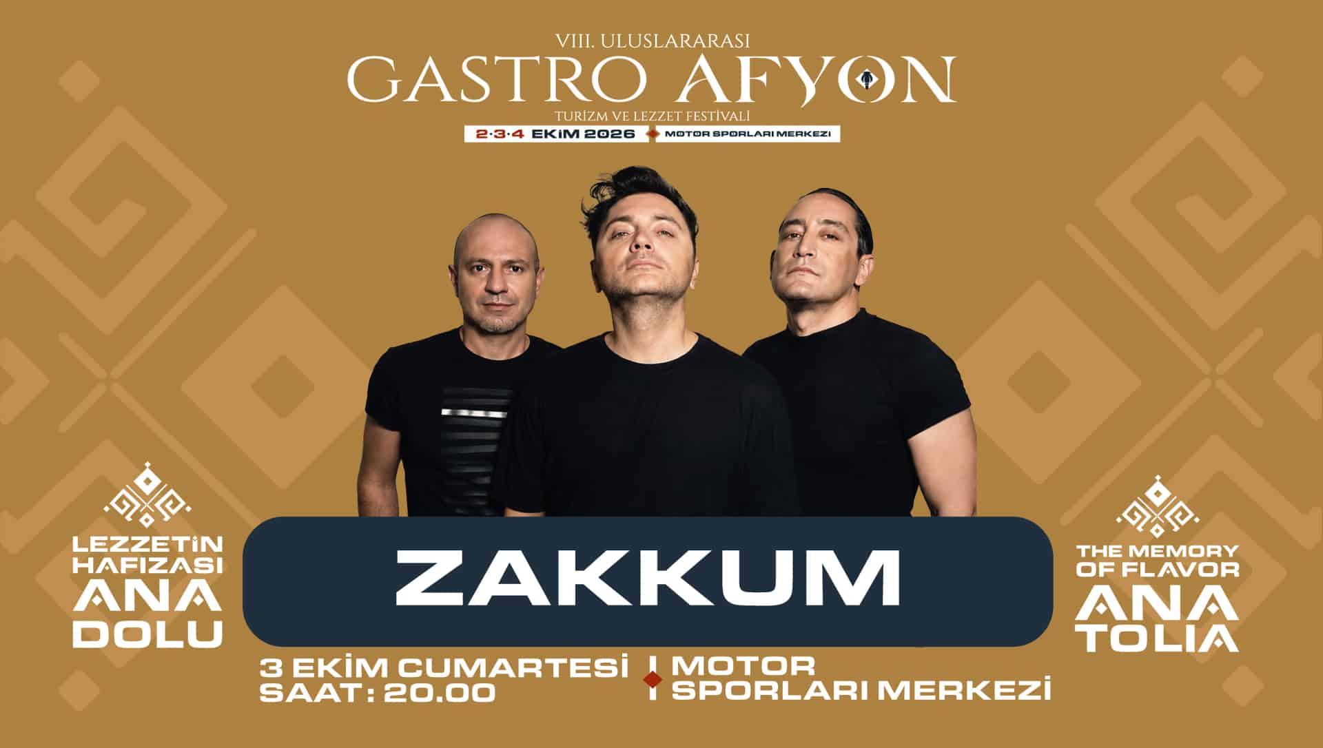 GastroAfyon Zakkum Konseri, 3 Ekim 2026, Afyon Motor Sporları Merkezi, Afyonkarahisar konser afişi