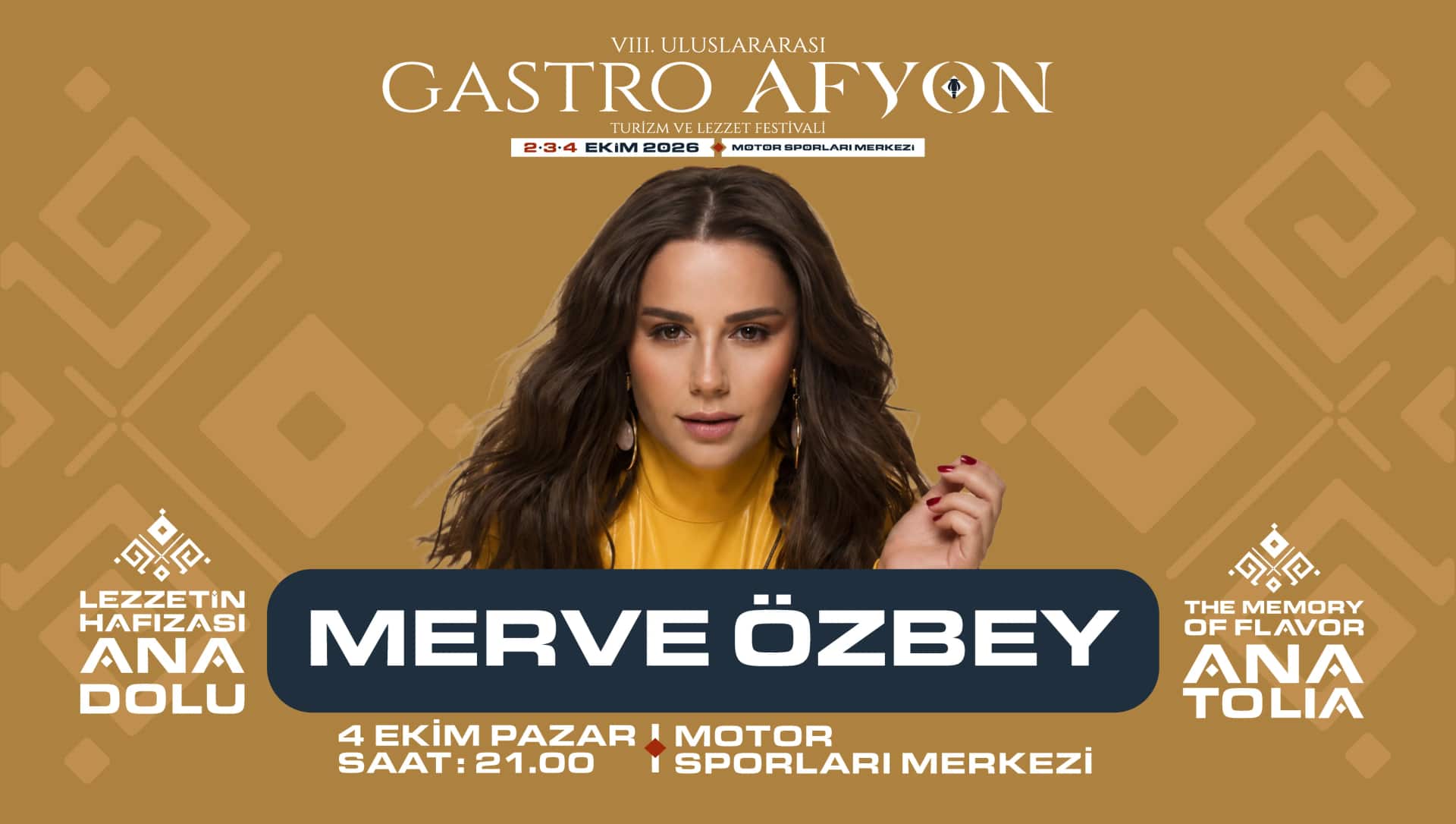 GastroAfyon Merve Özbey Konseri, 4 Ekim 2026, Afyon Motor Sporları Merkezi, Afyonkarahisar konser afişi